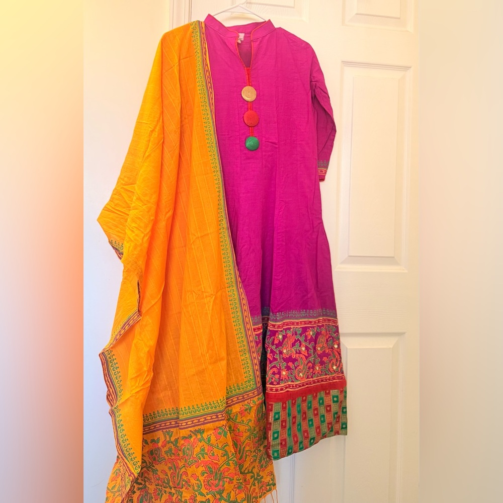 Women’s cotton block printed anarkali dress indian